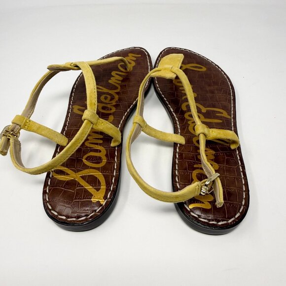Sam Edelman Gigi Strappy Thong Sandals Yellow Leather Sz 6 Beach Summer Casual - Picture 4 of 7